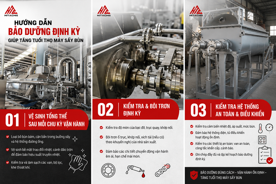Hướng dẫn bảo dưỡng định kỳ giúp tăng tuổi thọ máy sấy bùn