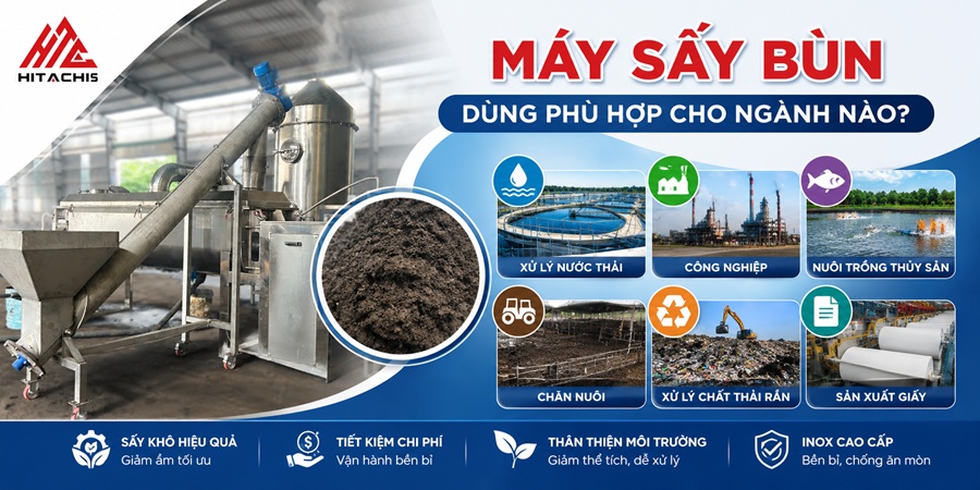 Máy sấy bùn dùng phù hợp cho ngành nào?